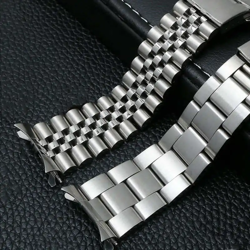 22mm 316L Solid Stainless Steel Jubilee Oyster Watch Band Strap Bracelet Fit For Casio MDV 106 107 Watch