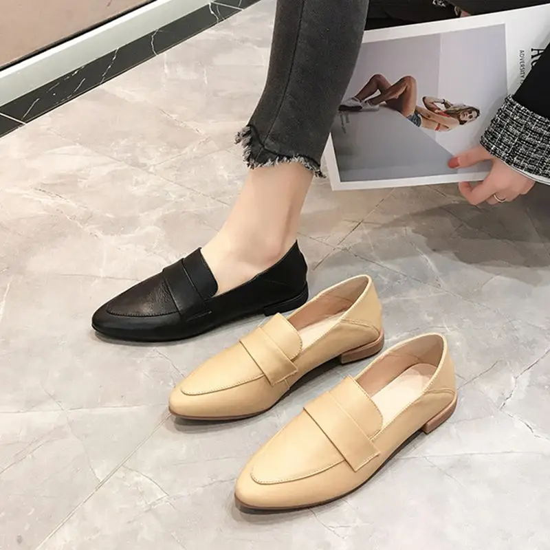 

Новинка Весна 2020, кожаные туфли на плоской подошве в стиле ретро, туфли Lefu, Корейская версия, простые повседневные универсальные туфли с ост...