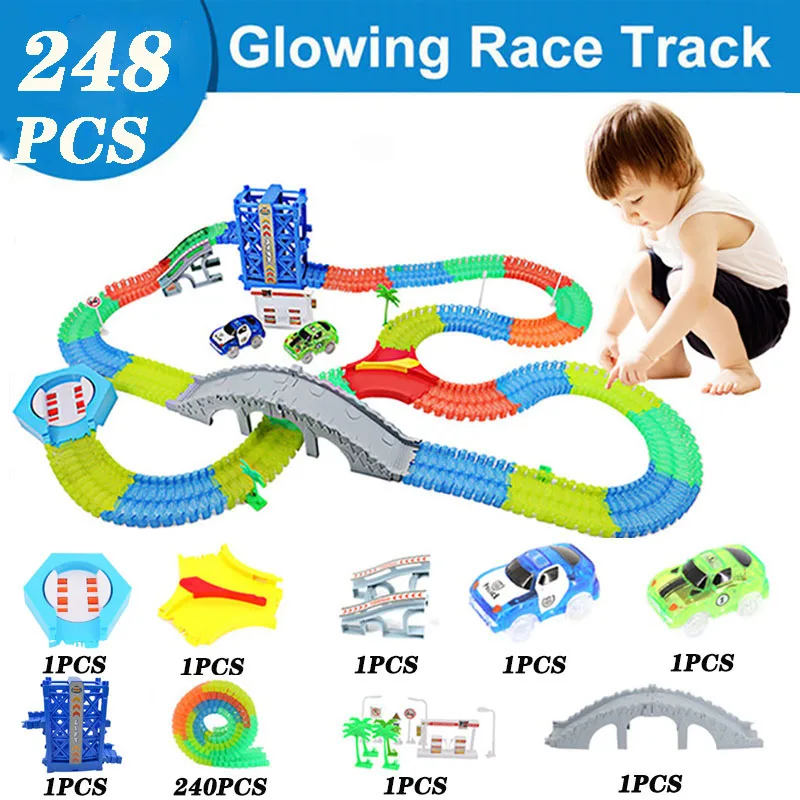 

Magical track funny Glowing Race Track Flexible Glow in the dark DIY track Accessories gifts Educational toys for children Gifts