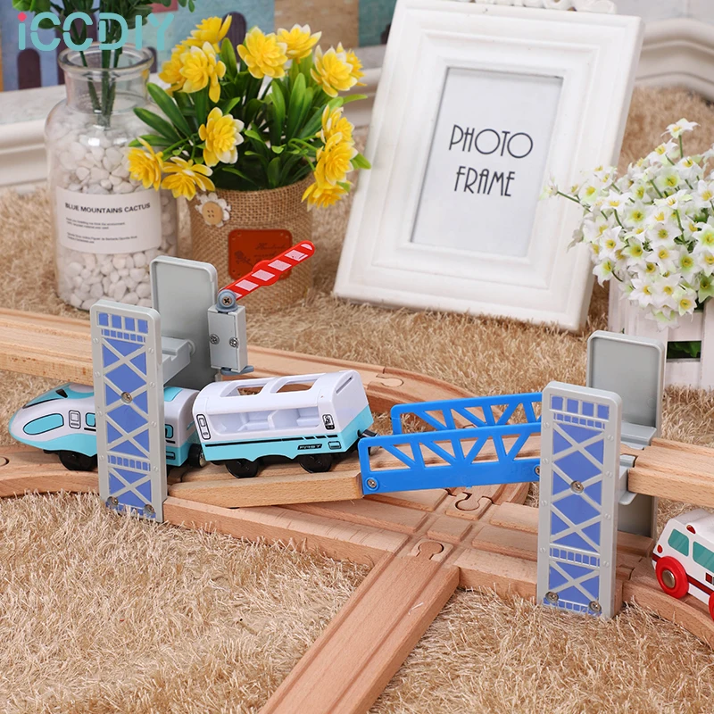 

Wooden Train Tracks Railway Toys Set Wooden Double Deck Bridge Wooden Accessories Overpass Model Kid's Toys Children's Gifts