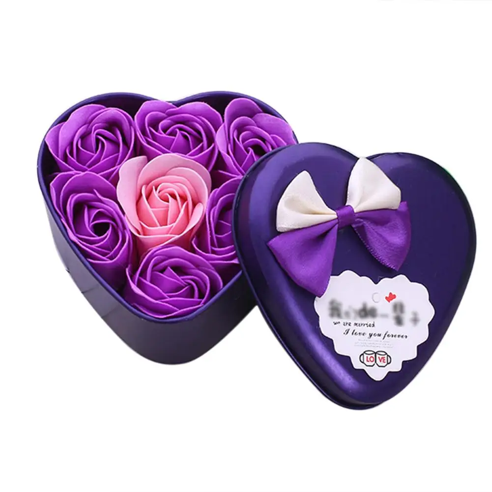 7 мыла розы в форме сердца жестяная коробка ручной работы чехол Подарочная для