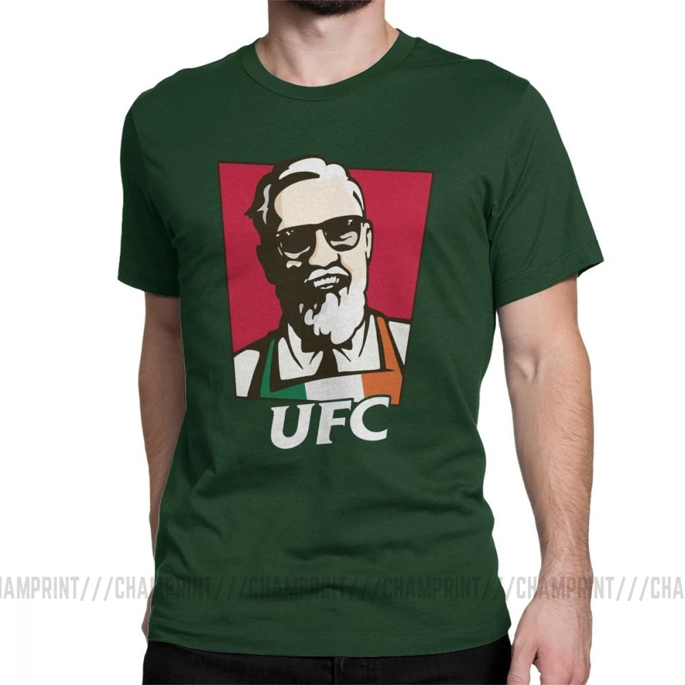 Король Конор Макгрегор MMA KFC креативная хипстерская футболка для мужчин с коротким рукавом топы серые футболки из чистого хлопка футболки с круглым вырезом - Цвет: Forest Green