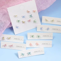 multicolor resin butterfly stud earrings acrylic transparent pink yellow purple cartoon earrings women romantic jewelry gift