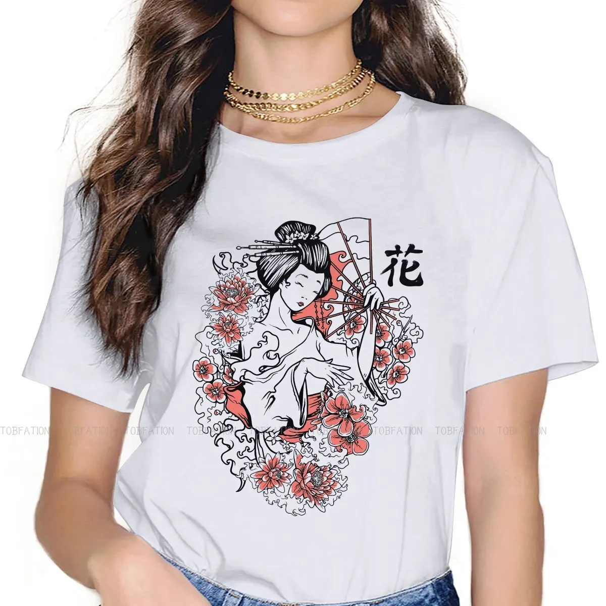 

Geisha Fan Newest TShirts Geisha Girl Fabric 5XL T Shirt O Neck Oversized