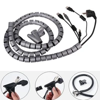 2m flexible spiral cable organizer soft silicone pipe cord protector line cable winder holder desk tidy office cable accessories