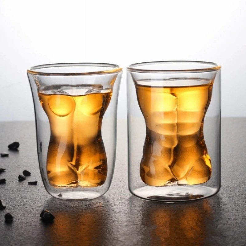

Creative Sexy Lady Men Naked Body Shape Double Wall Whiskey Glasses Wine Shot Glass Big Chest Beer Milk Glasses Cup Coffee Glass
