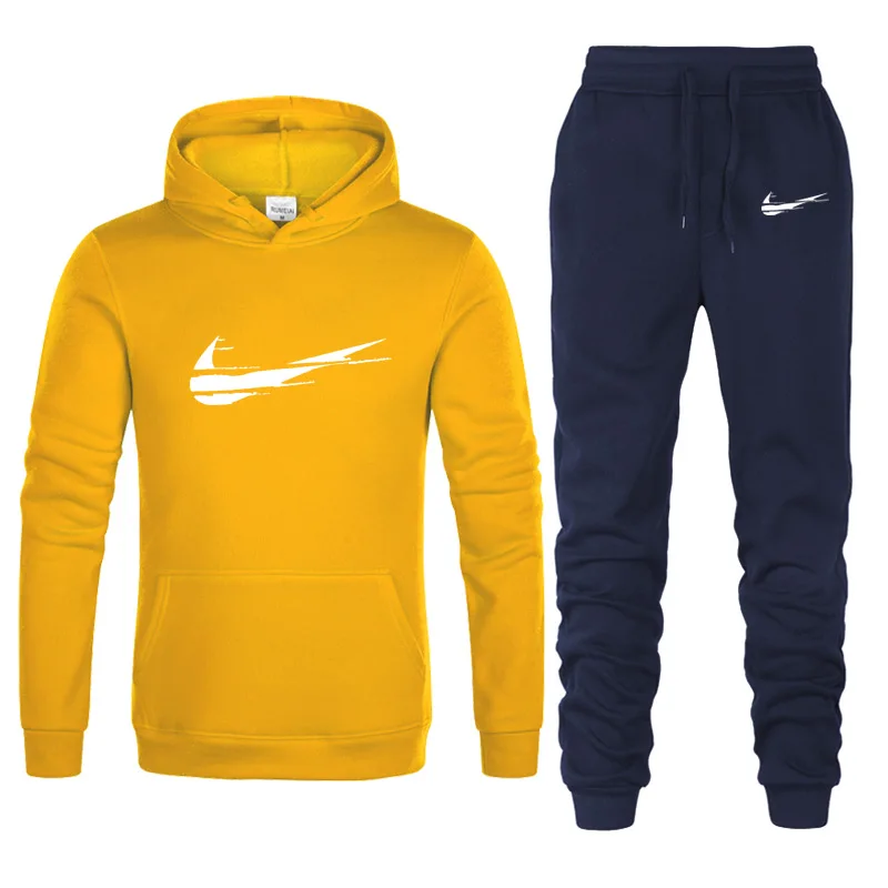 

Men's hoodie suit 2021 spring and autumn fashion brand casual sports suit men's sportswear two-piece splicing hoodie S-3XL