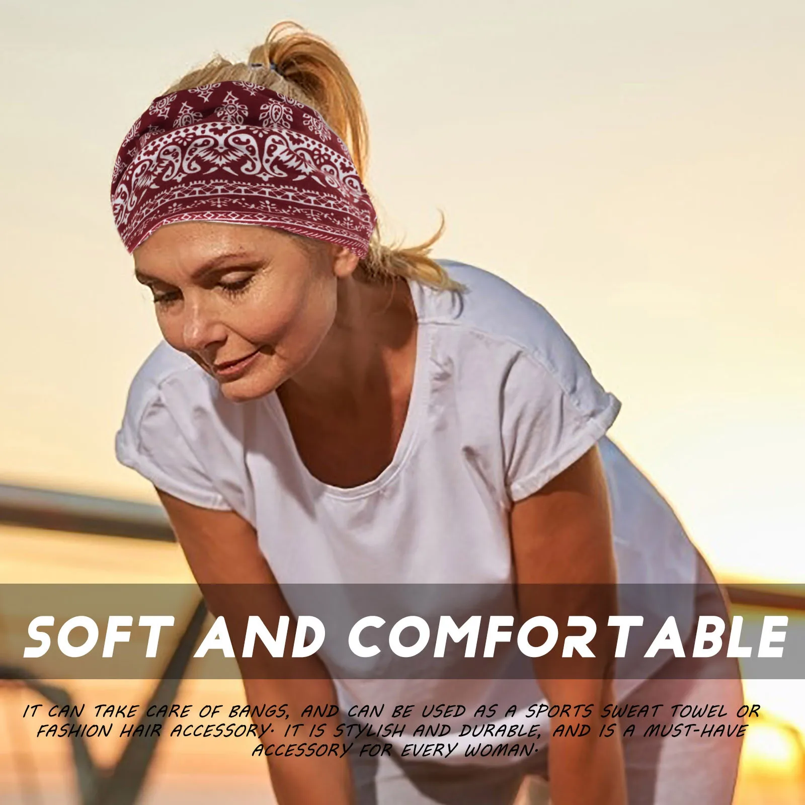 Модные женские резинки для волос Для Йоги Спортивные широкая лента в стиле Бохо