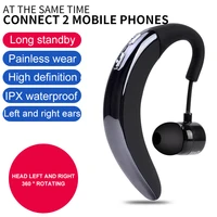 q8 wireless bluetooth earphone business hands free ear hook headset volume control with mic sport earpiece for iphone 11