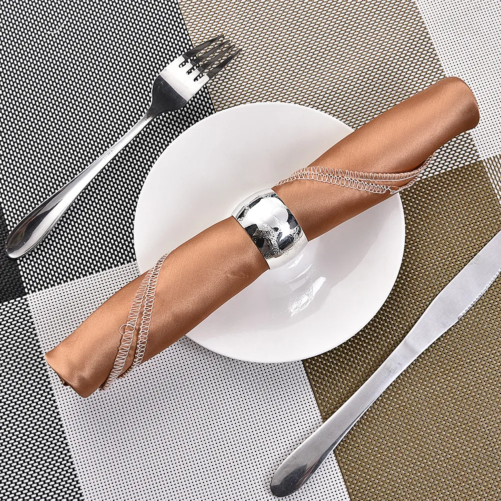 

12PCS Metallic Dark Texture Round Napkin Ring