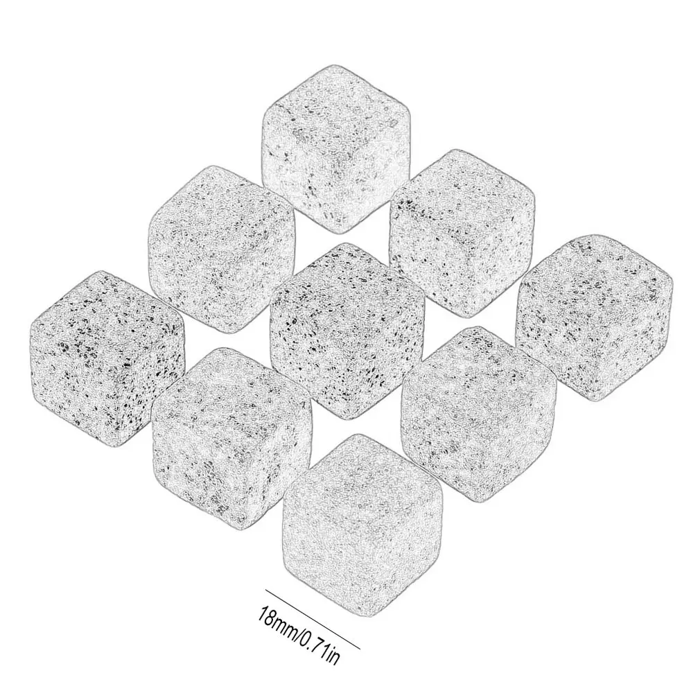 

9pcs/set Natural Soapstone Whiskey Stone Ice Cube Beverage Chilling For Whiskey And Other Beverages Carrying Pouch