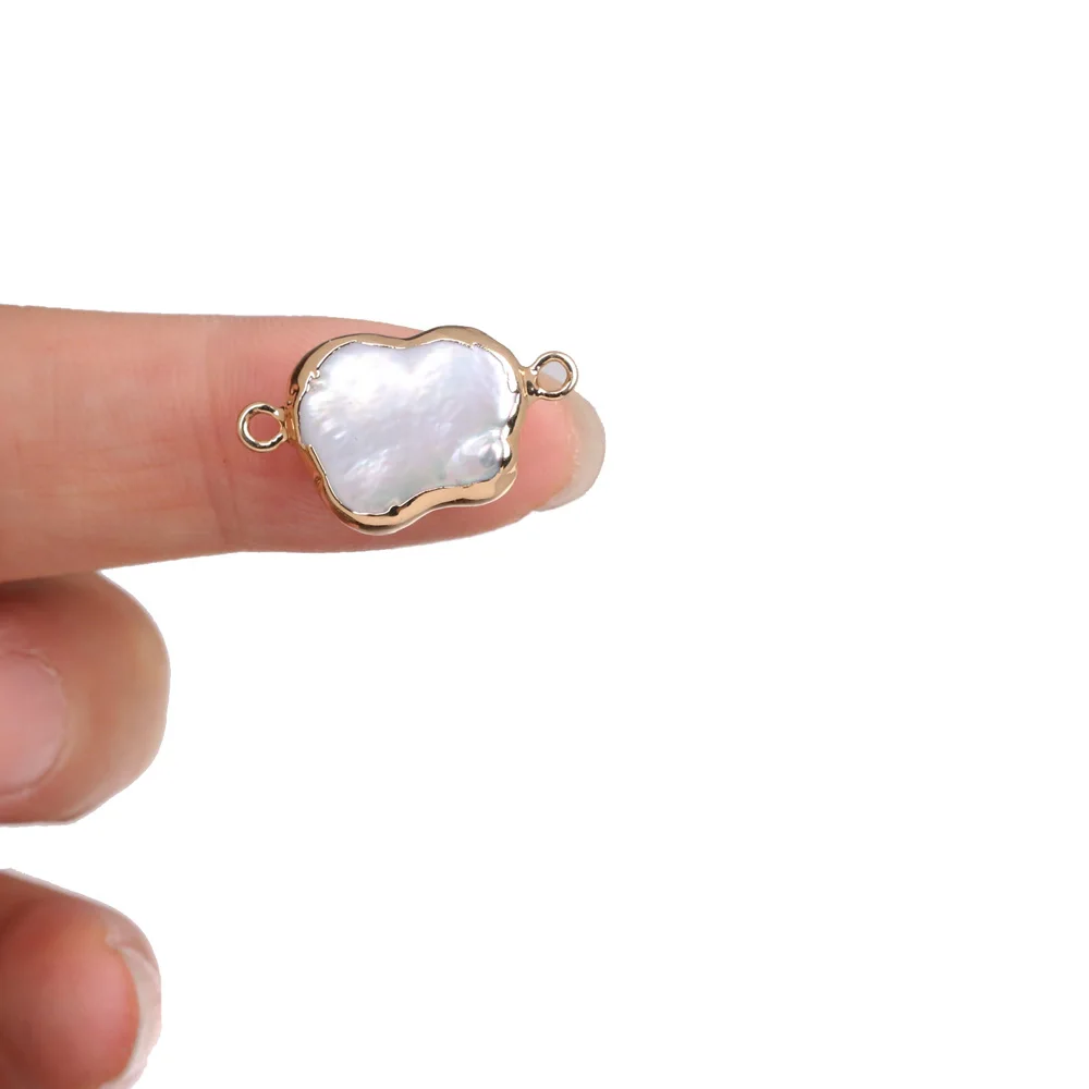 

5Pcs White Irregular Phnom Penh Natural Freshwater Pearl Connector Pendants for Necklace DIY Bracelet Jewelry 10x20-12x22mm