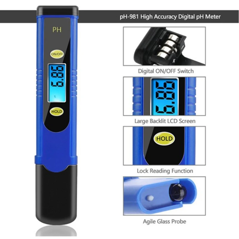 

Digital PH Meter Pocket Pen Pink PH Measuring Water Quality Tester Automatic Calibration for Laboratory Aquarium,PH-981