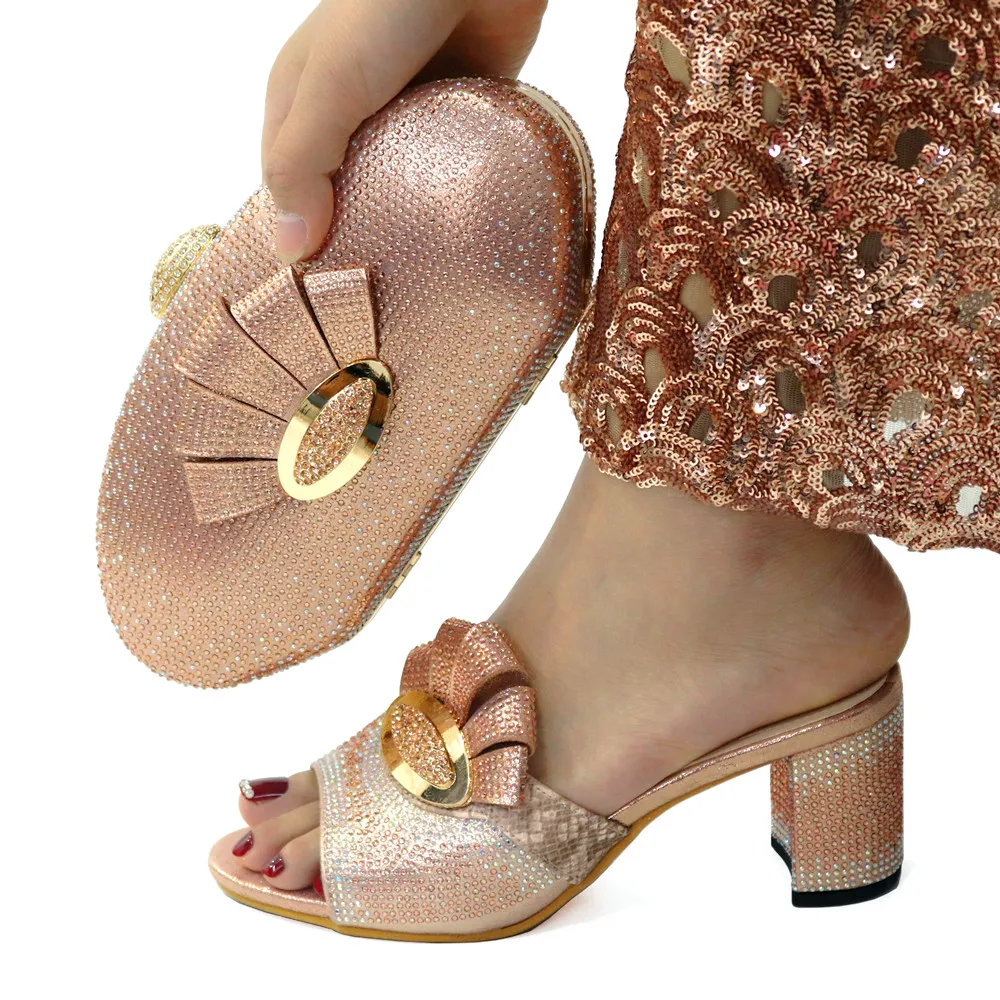 

Doershow beautiful style Italian Shoes With Matching Bags African Women Shoes and Bags Set For Prom Party Summer Sandal!HCK1-24