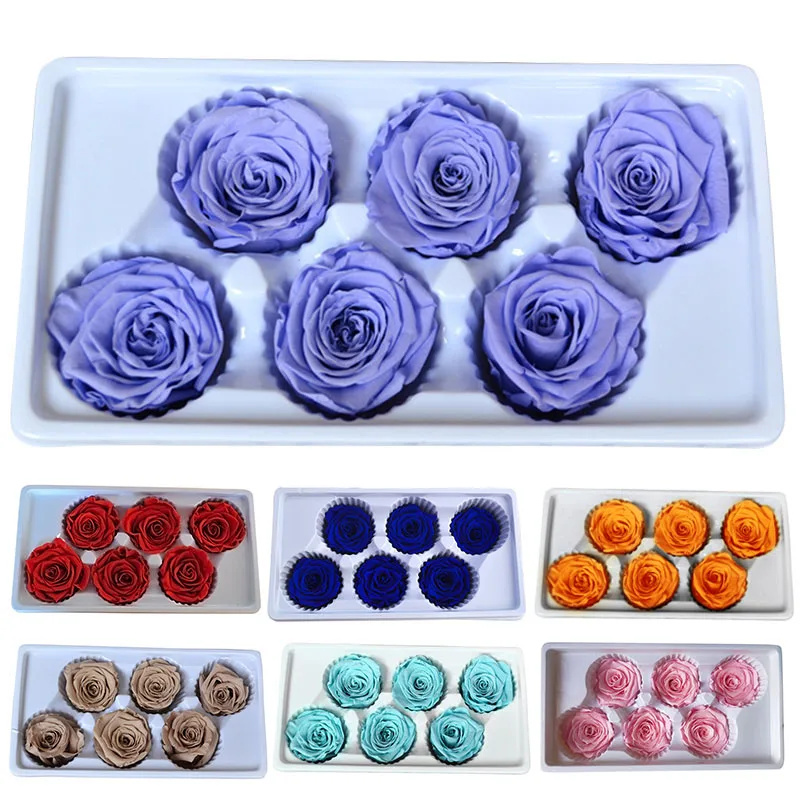 

5-6cm/6pc Eternal Flower Mini Preserved Roses Heads Rose Eternal Flower Christmas Valentine's For Gift Wedding party Decoration
