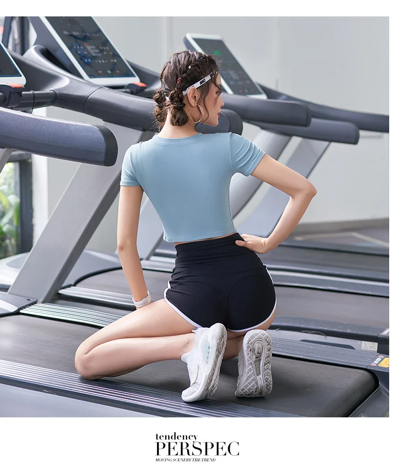 

Short umbilical exposed yoga clothes top women's slim slimming stretch tight T-shirt sexy running fitness sports top