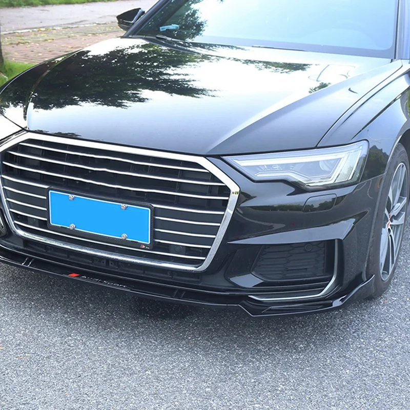 

Glossy Black Front Bumper Lip Splitter Fog Light Eyebrow Cover Trim for- A6L C8 2019 2020