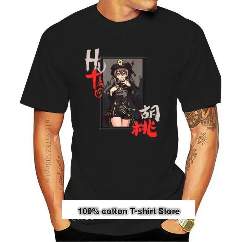 

Genshin-Camiseta с эффектом Ху Тао, широкая футболка с круглым вырезом, персонализированная, с принтом манги, Новинка