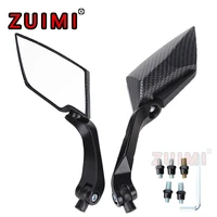 a pair of 8mm 10mm aluminum abs universal motorcycle handlebar rear view lens carbon fiber side mirror mirror square mirror