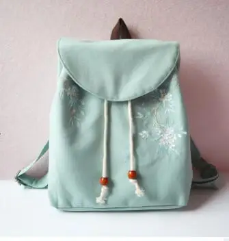 

1pcs/lot chinese style woman canvas print backpack female fashion vintage double shoulder bag