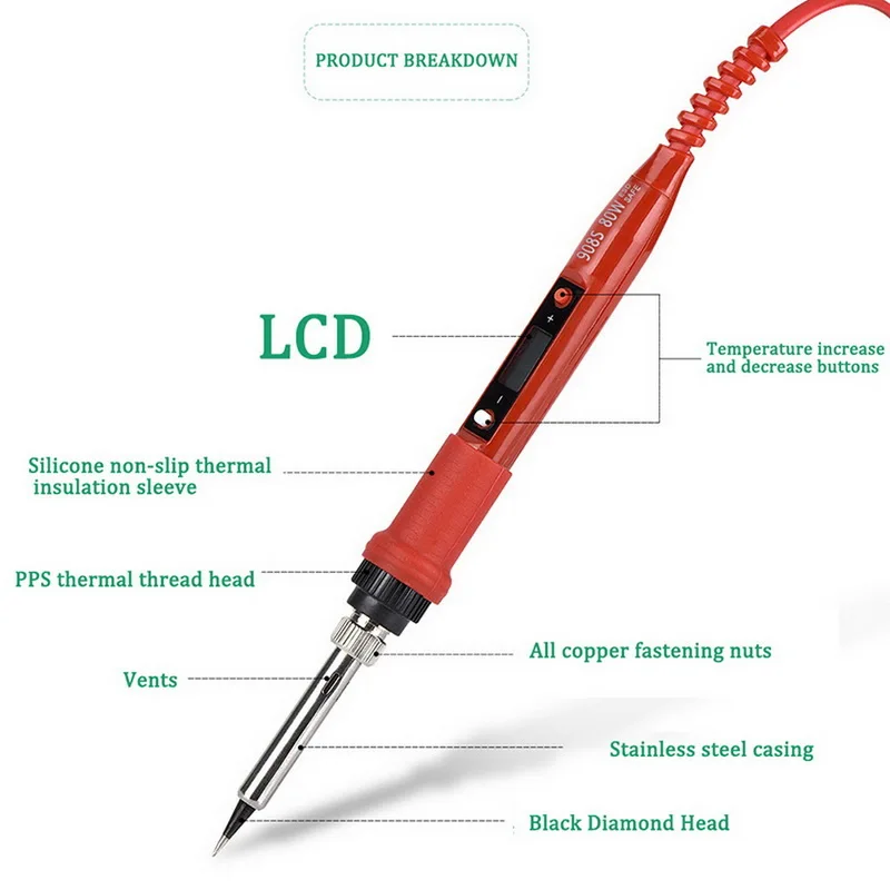 Новый набор паяльников Регулируемая температура 220 в 80 Вт ЖК припой сварочные