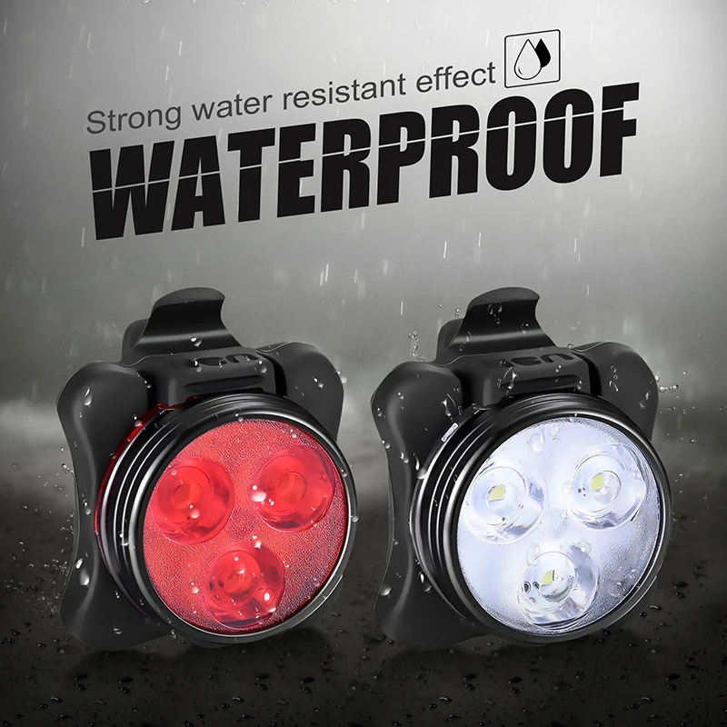 

High Bright Cycling Bike 3 LED Head Front light 4 Modes USB Rechargeable Tail Clip Light Waterproof Bike Helmet Backpack Lamp