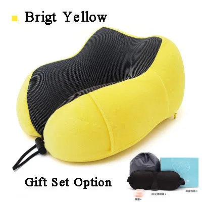 Bright Yellow Gift U-образная Подушка с эффектом памяти, u-образная Подушка с логотипом на заказ, Воздушная Магнитная тканевая подушка для путешествий, подушка для шеи - Цвет: Bright Yellow Gift