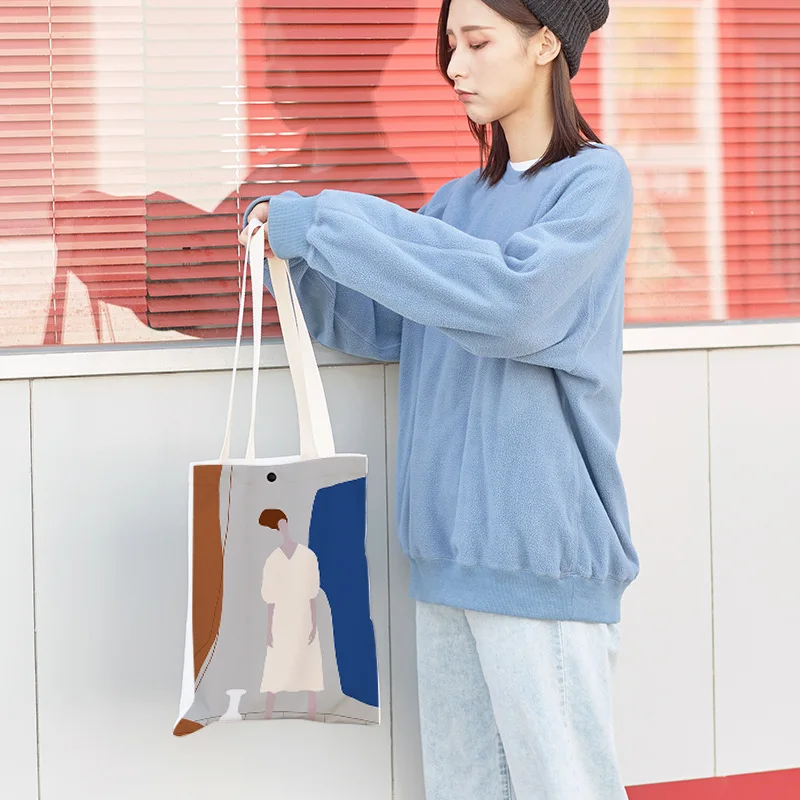 

Shopping bag Canvas Totes For Shopper Hang Bags for cart Eco Cloth Bag aesthetic reusable Shoulder Bags With Print Customizable