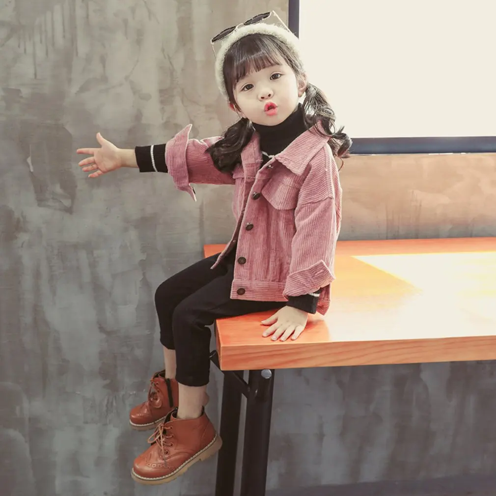 Вельветовая однослойная куртка для девочек одежда на осень и зиму детская зимняя