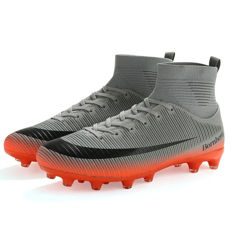 

Men's Soccer Shoes High Ankle Cleats Teenager Breathable Sneakers Size 35-45 Kids Grass Training FG / TF Antiskid Football Boots
