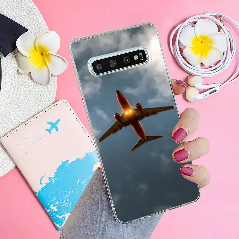 

Airplane fly travel cloud Phone Case Transparent for Samsung A71 S9 10 20 HUAWEI p30 40 honor 10i 8x xiaomi note 8 Pro 10t 11