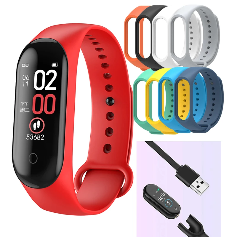 m4 wristband touch screen smart watch sports pedometer fitness tracker smartwatch women blood pressure pedometer smart band 2020 free global shipping
