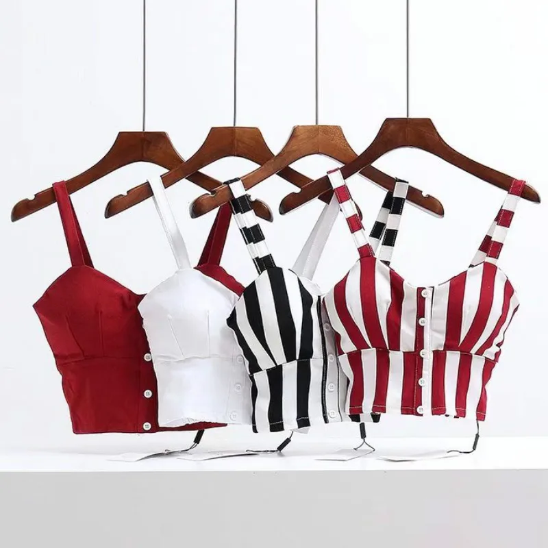 Облегающий жилет в полоску с глубоким вырезом однобортный Топ бюстье для клубов