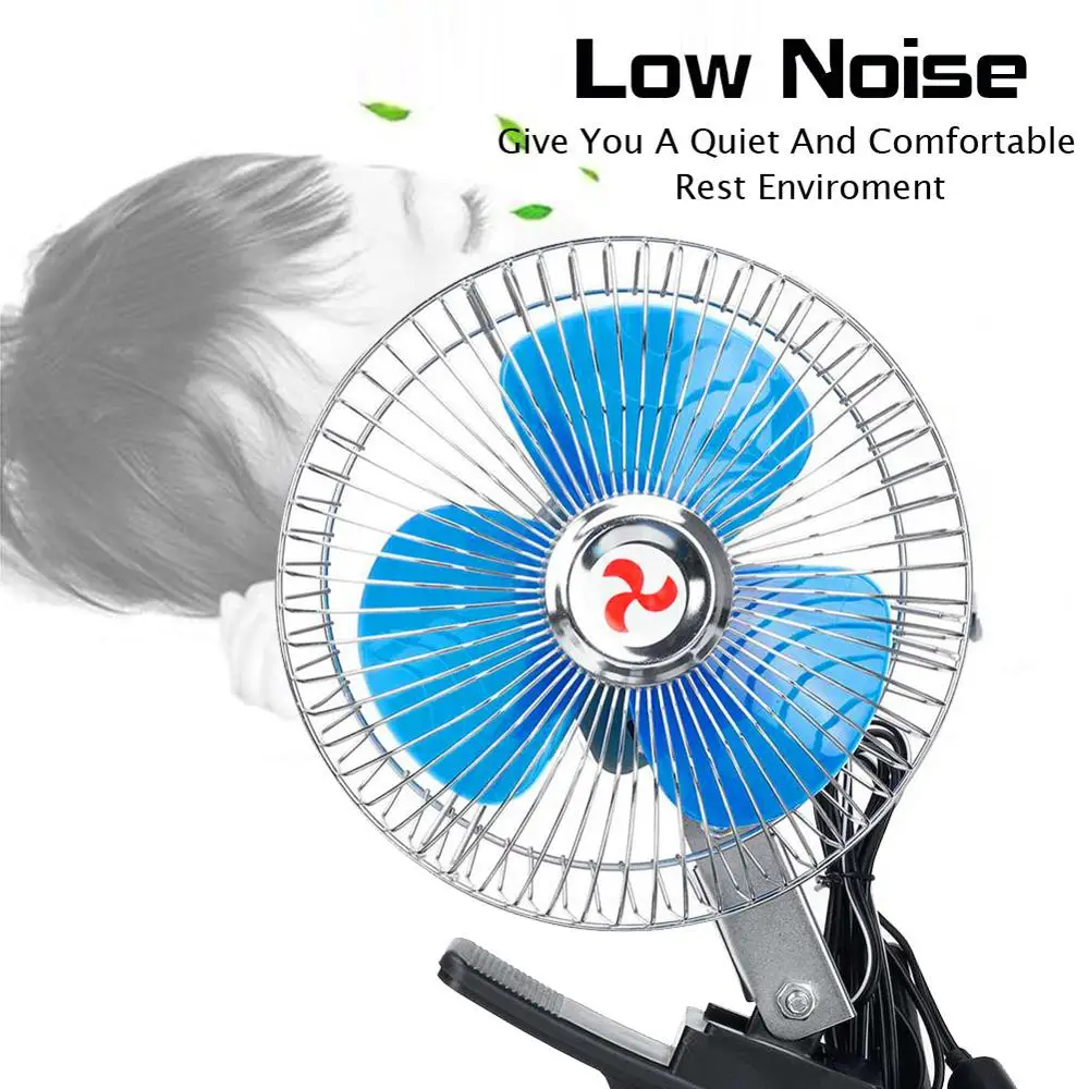 

On salling! 6inch 12V 24V Portable 180° Rotatable Cooling Fan Car Oscillating Fans Clip-On Adjustable Speed Rotatable Car Fan