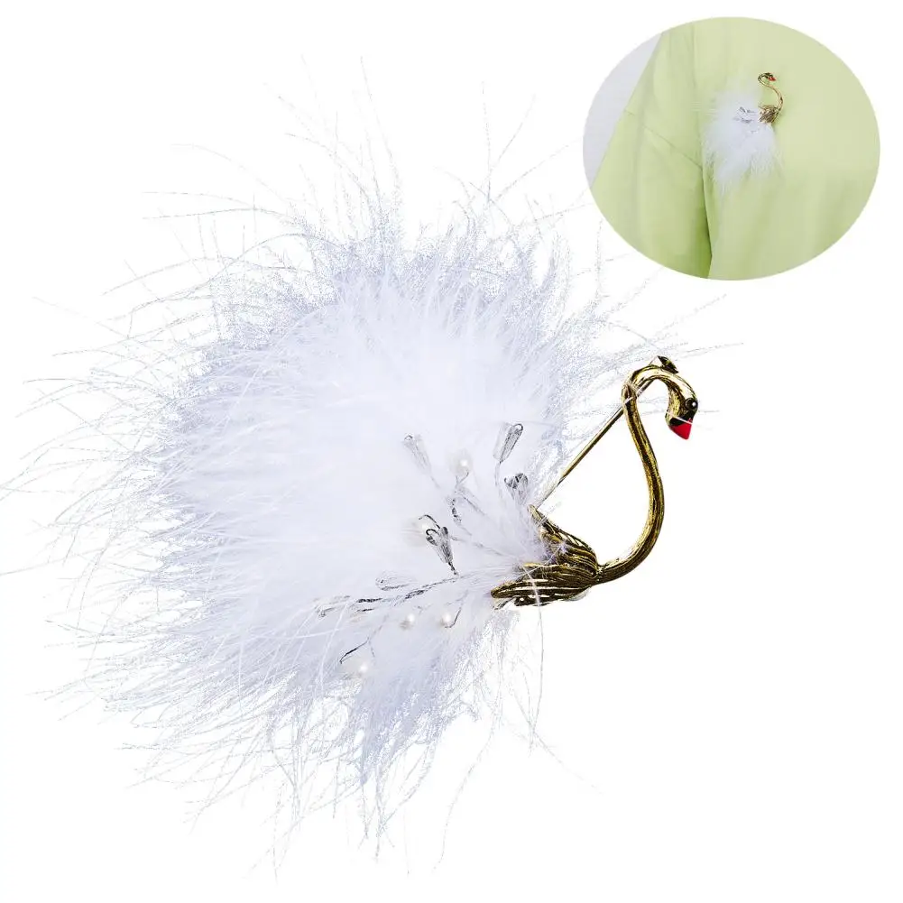 Унисекс искусственный жемчуг стразы перьевая Птица Брошь булавка в виде