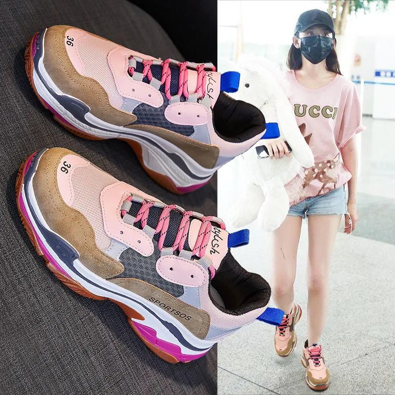 

Shoes for Women Fashion Women Casual Flats Shoes Mixed Colors Platform Sports Shoes Women Lace-up Woman Vulcanize Shoes