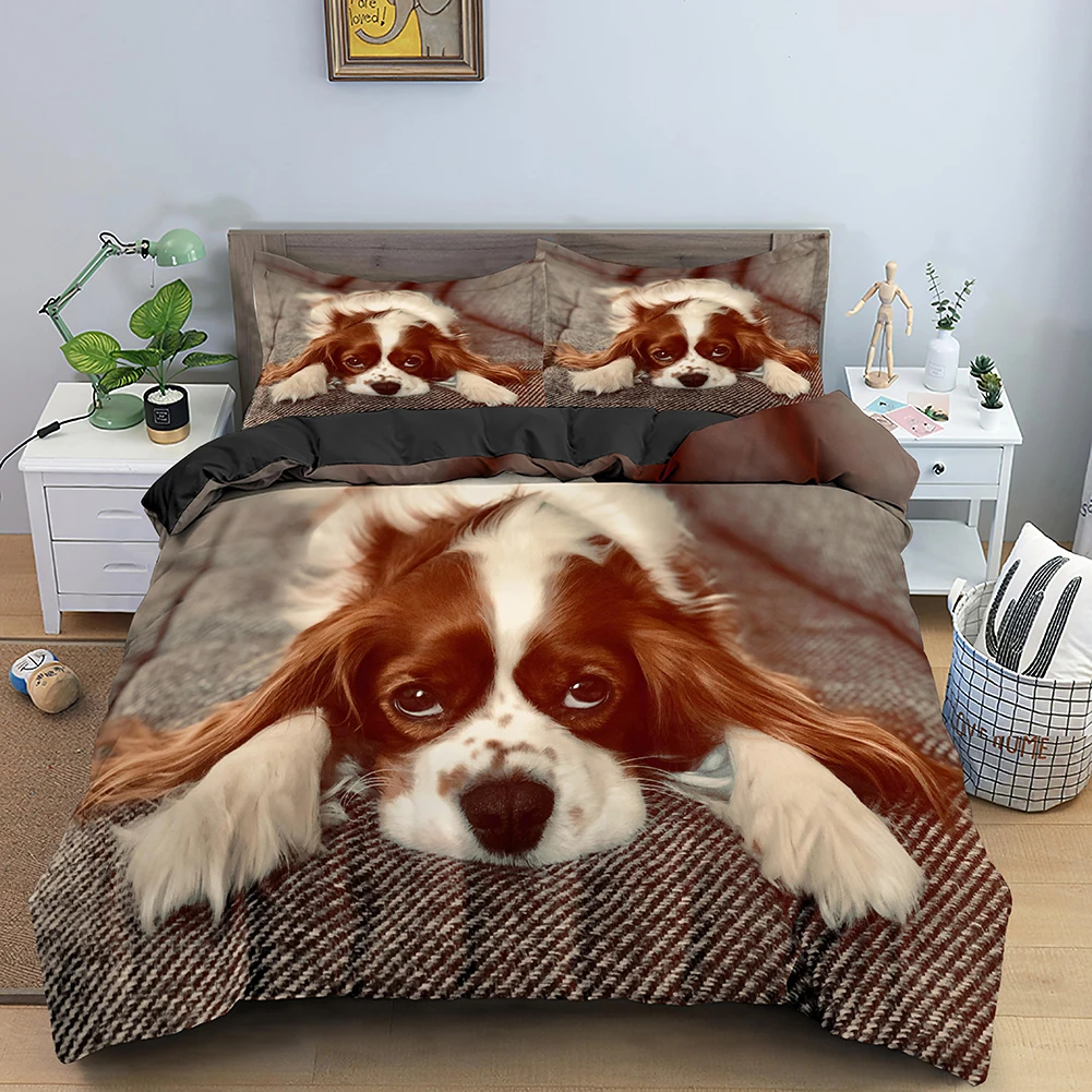 

3D Cute Dog Bedding Set Teenage Cartoon Duvet Cover Bed Living Room Furniture Quilt Comforter Cover