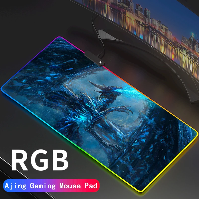 Игровой RGB коврик для мыши World of Warcraft большой с фиксацией по краям игровой