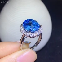 jewelry luxury silver ring 10mm12mm natural topaz ring for party 925 silver topaz jewelry brithday gift for woman