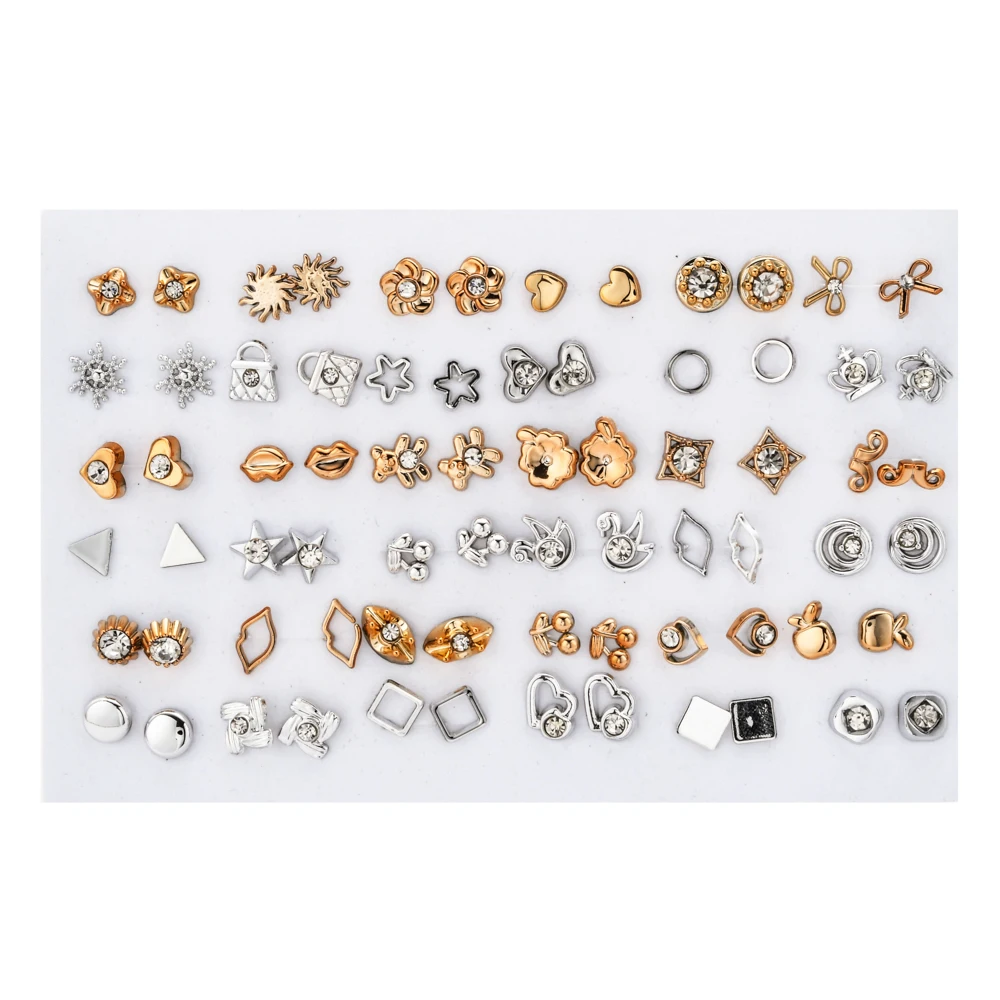 Серьги женские Маленькие Геометрические золотистые и серебристые из горного