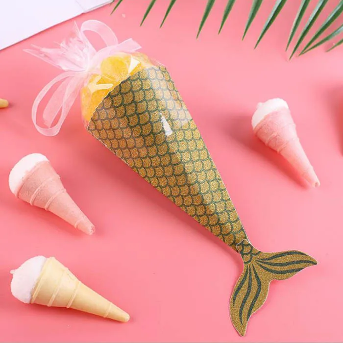 

40Pcs/60pcs/100pcs Ice Cream Shape Mermaid Gift Boxes Mermaid Birthday Party Decor Candy Box Kids Favor Boxes for Baby Shower