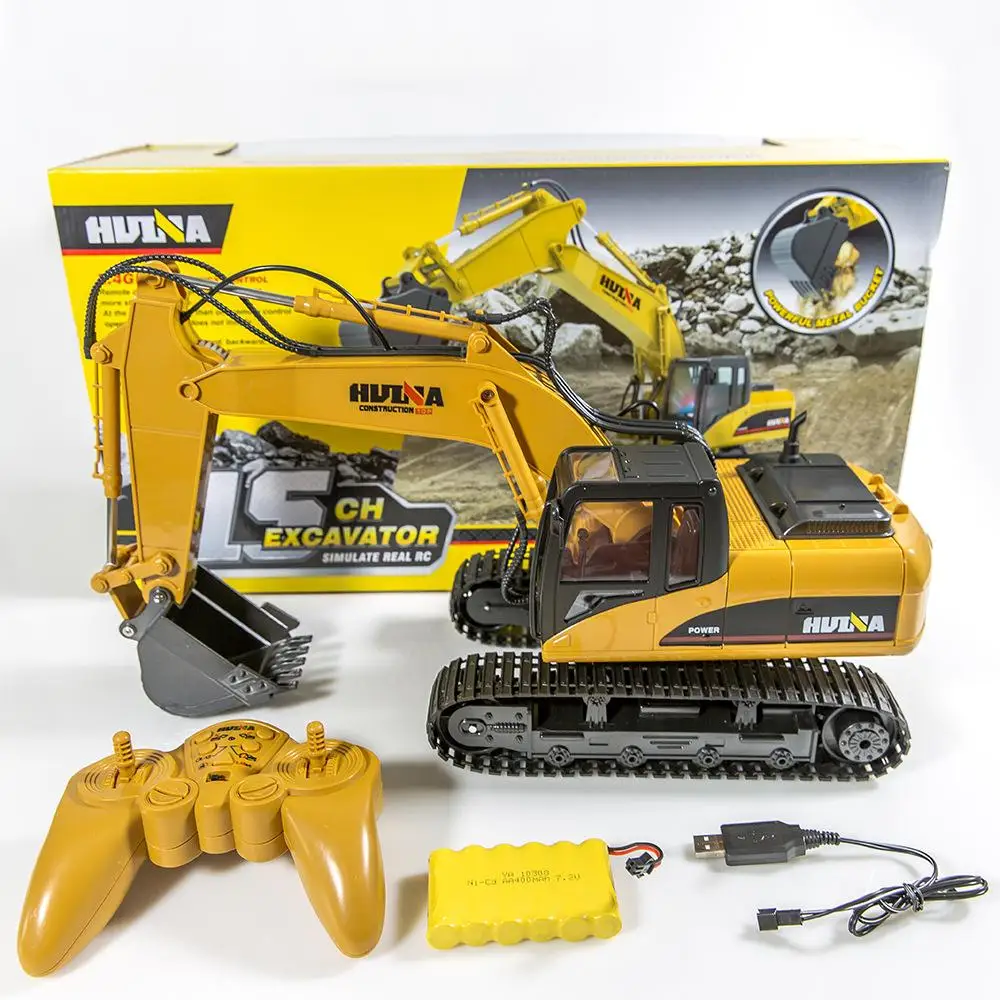 

HuiNa Toys 1550 15Channel 2.4G 1/14 RC Car 680 Degree Rotation Metal Excavator Cool Sound/Light Effect Truck