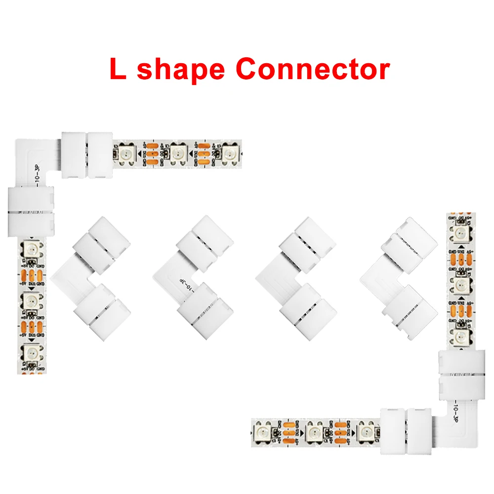 

50pcs WS2811 WS2812 SK6812 WS2813 WS2815 5050RGB Led Strip 10mm Width 2/3/4/5pin T L X Shape Solderless Corner Connector