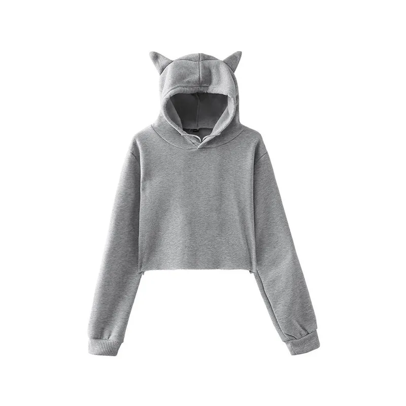 Новые модные милые кошачьи ушки с капюшоном пуловеры свитшоты осенние женские