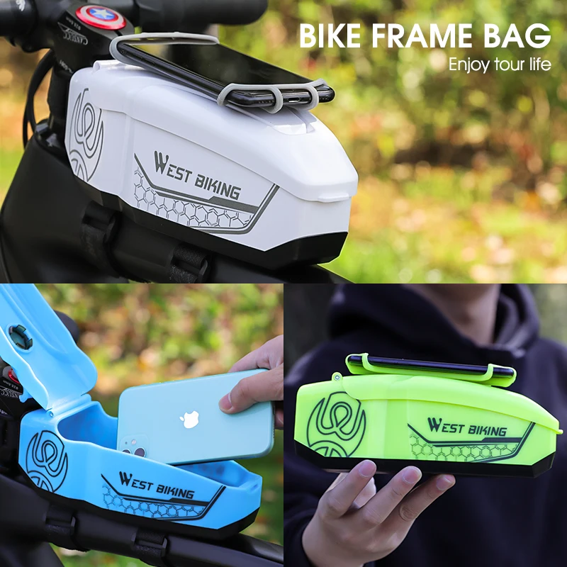 

WEST BIKING Водонепроницаемая велосипедная сумка с держателем для телефона 4-6,5 дюйма, передняя рама, верхняя трубка, сумка для горного велосипед...