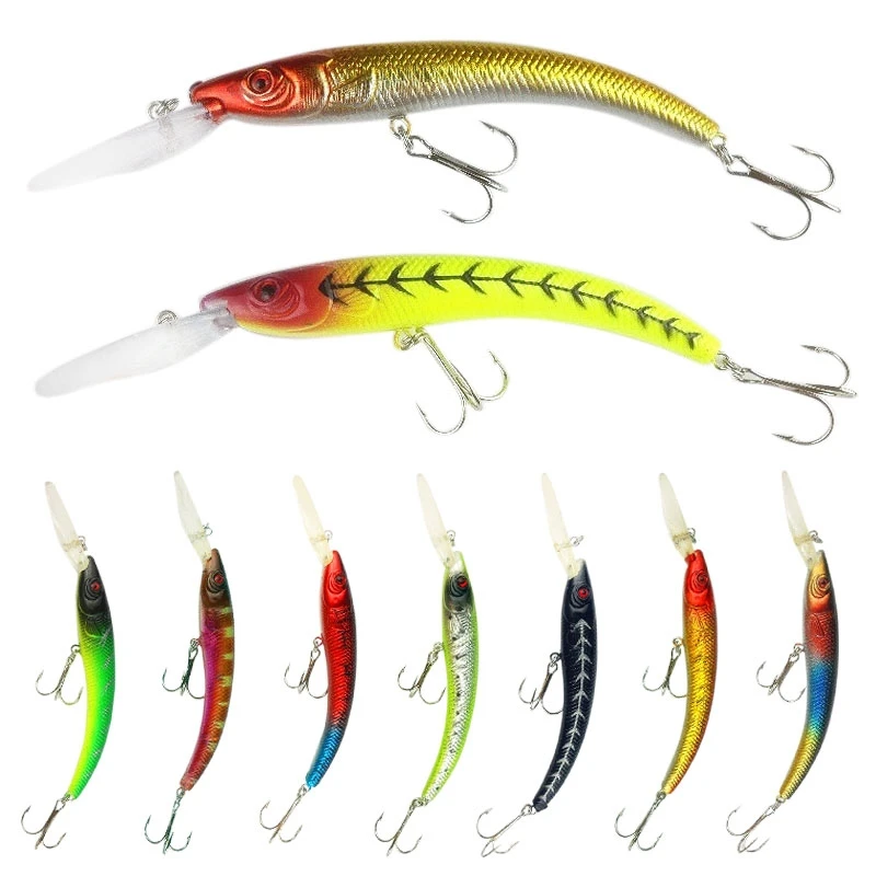 

10pcs 16.3g MI052 Plastic Minnow Long Tongue Fishing Lures Artificial Fishing Lures with high quality carbon steel treble hook