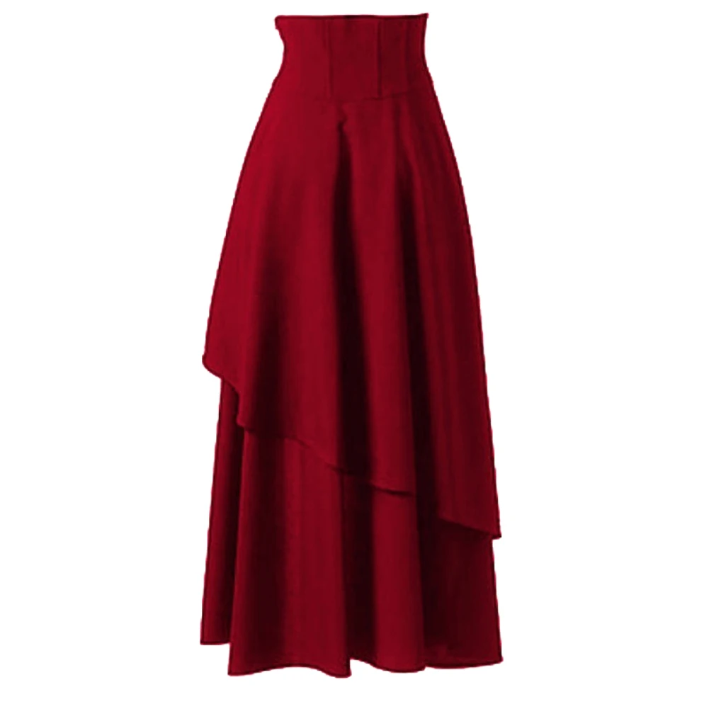 Женская винтажная Макси юбка в стиле стимпанк однотонная на шнуровке с высокой