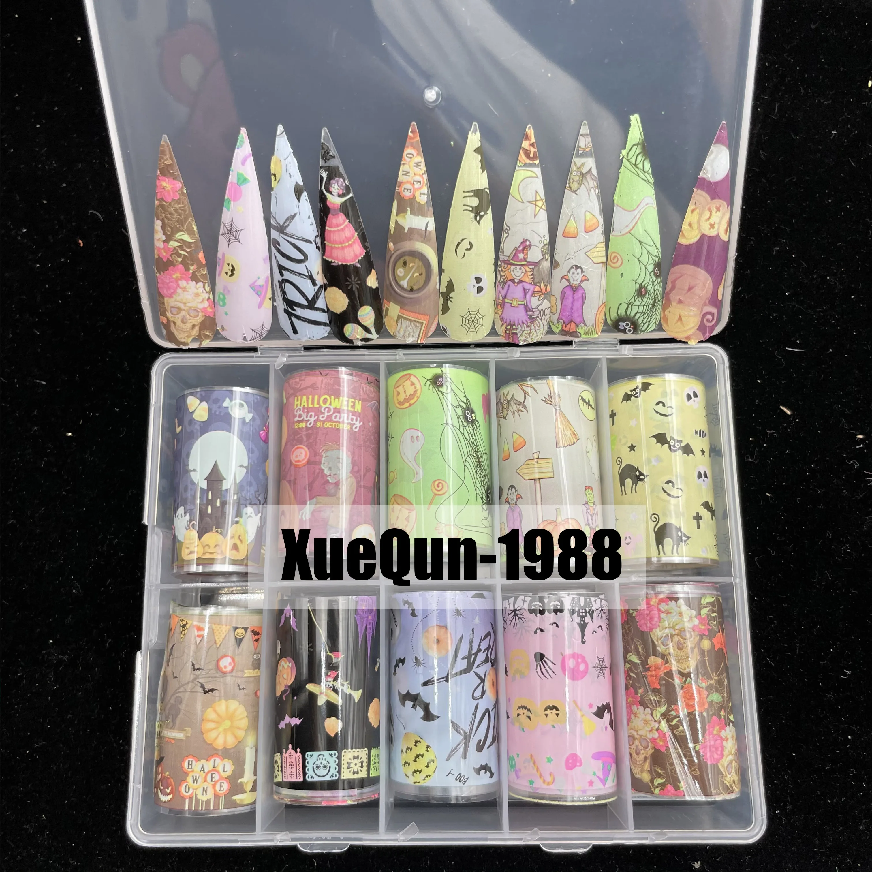 

XueQun 4*100cm Fluorescent Halloween Designer Nail Foil
