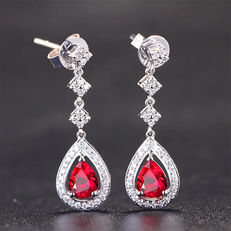 Bague Ringen, капли воды, рубиновые серьги для женщин, модные серьги-капли, темперамент, женское серебро 925, хорошее ювелирное изделие, вечерние, подарок