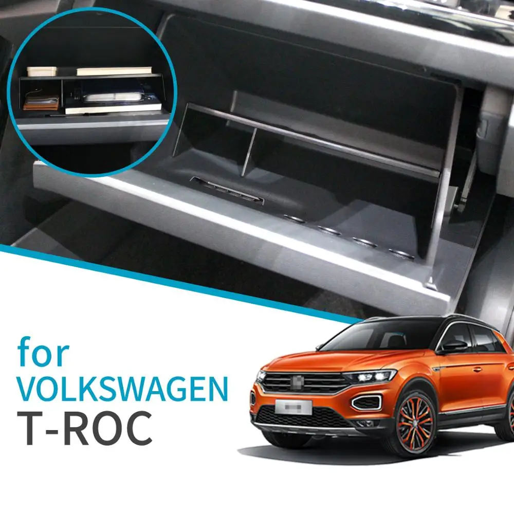 ZUNDUO автомобиля подсветки перчаточного ящика Ящик для хранения Volkswagen T ROC 2017 2018 2019